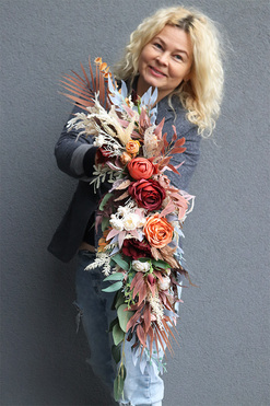 Boho Idylla, stylowa girlanda ze sztucznych kwiatów, dł.80cm 