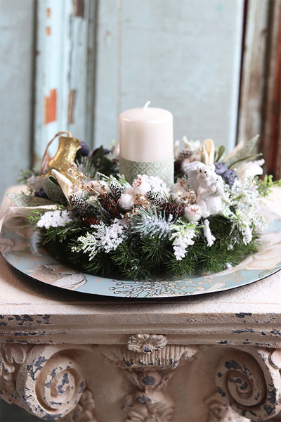 Getasa, świąteczny stroik na ozdobnym talerzu, śr.33cm