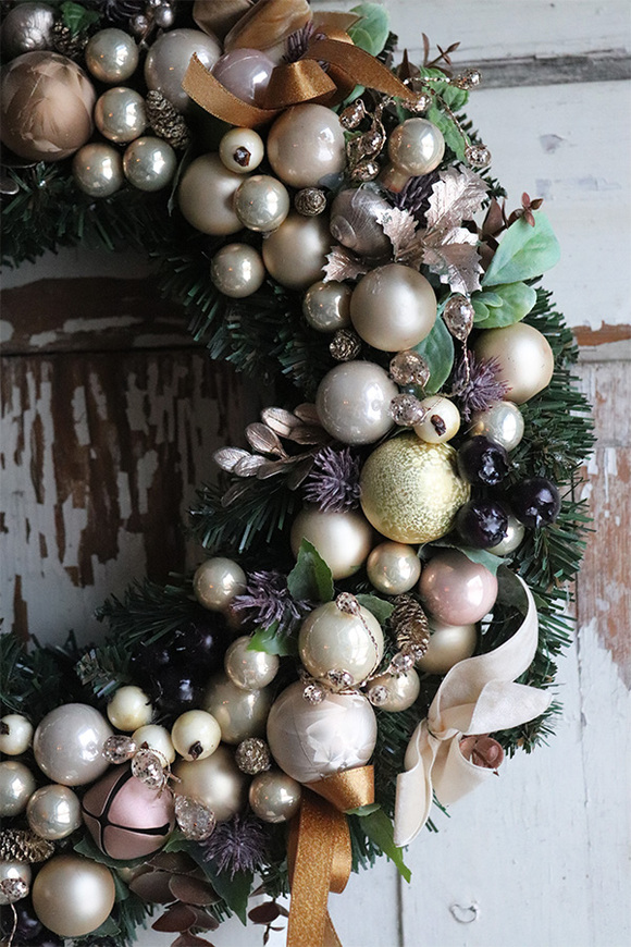 Golden Winter, świąteczny złoty wianek, śr.39cm