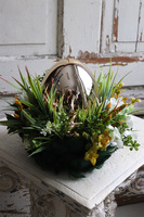 Green Birds, wielkanocny stroik z piórami, śr.22cm