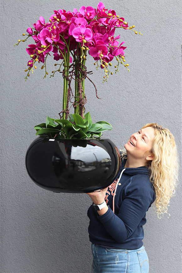 bardzo duży storczyk fiberglass, Grande Belezza Fuksja, wys.95cm 