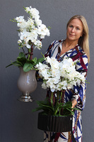 Pucharina Beige, sztuczny storczyk w ceramicznym pucharze