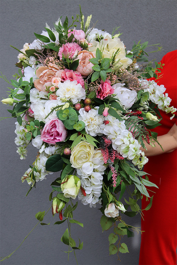 Teliga Pink, komplet dekoracji nagrobnych, kompozycja w misie +bukiet