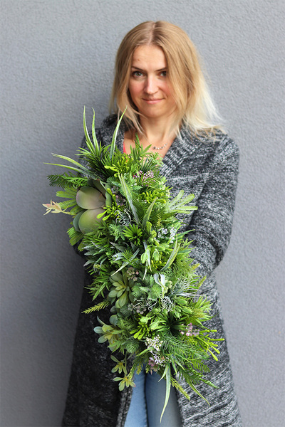 kompozycja sukulenty w długiej donicy, Hektor F