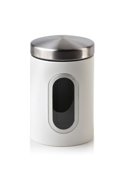 Harry, metalowy pojemnik na żywność z okienkiem, biały, wym.14.5x9.5cm