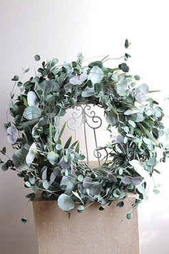 Eucalipto Grey, zielony wianek na drzwi, śr.50cm