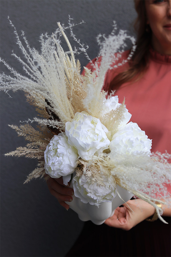 Boho Grenatia Bianca, bukiet w wazonie na stół z suszem