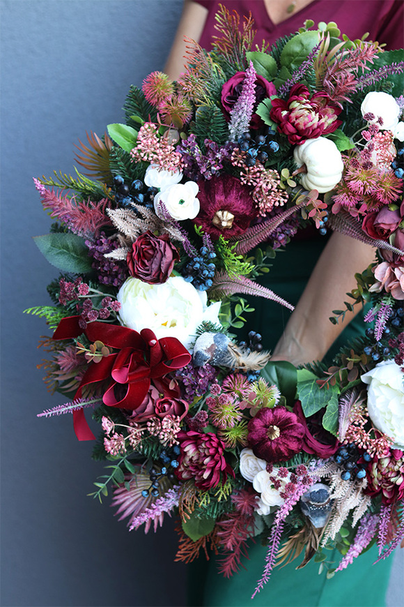 Bordolina, wieniec / wiązanka pogrzebowa, śr.58cm