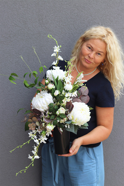 Srebrzysta Biel, bukiet nagrobny, wym.50cm