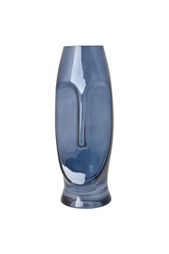 Pacific Face, szklany wazon, niebieski, wys.25cm