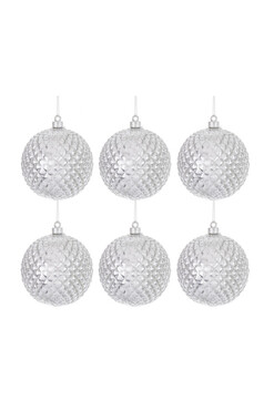 OD RĘKI Decoriada Silver B, plastikowe bombki w pudełku, 6 sztuk, śr.10cm