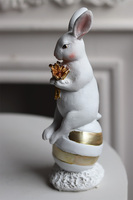 Bunny Cottage Gold, figurka wielkanocna zajączek