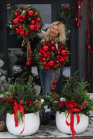 Classic American Christmas, świąteczna kompozycja w donicy Fiberglass