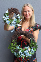 Florena Bird Blue 2, wianek dekoracyjny z ptaszkiem