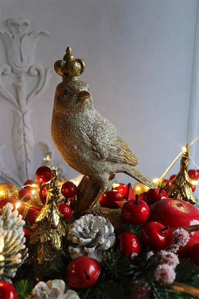 Bird in Crown, świąteczny stroik LED w naczyniu