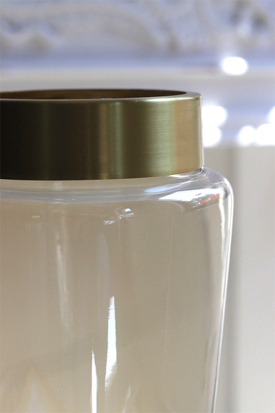 golden line szklany wazon ze złotym mankietem	