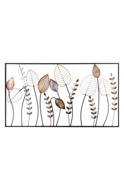 Liście Glamour D, metalowy obraz dekoracja ścienna, wym.55x100cm