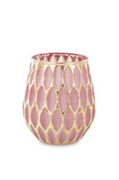 Strawberry, świecznik różowo - złoty, wym.14x11x11cm