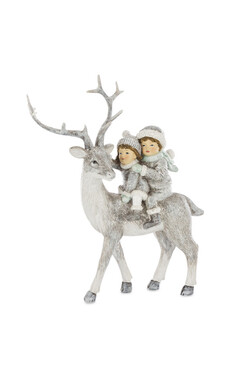Leśni Przyjaciele, figurka świąteczna jeleń z dziećmi, wym.19x17cm