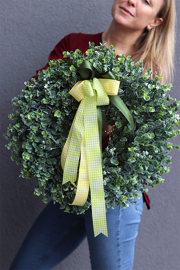 elegancki wysokiej jakości zielony wianek, Poczuj Wiosnę, śr.49cm