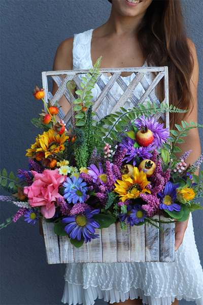 Kolorato, dekoracja kwiatowa w skrzynce, wys.40cm