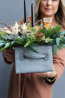 Industrial Big LED, świąteczny stroik w metalowej szufladzie