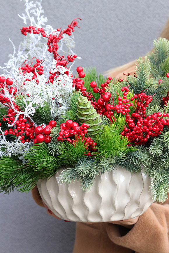 Zimowy Świat, stroik świąteczny z jagodami