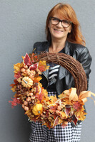 Dyniowa Poezja, asymetryczny jesienny wianek z dyniami