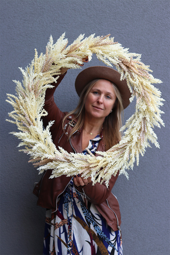 Boho Kłosy, duży wianek ze sztucznego suszu