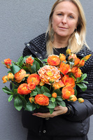 Fireland, pomarańczowa kompozycja nagrobna w naczyniu