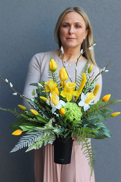 Spring Lux, bukiet nagrobny z gumowymi kwiatami, wys.60cm