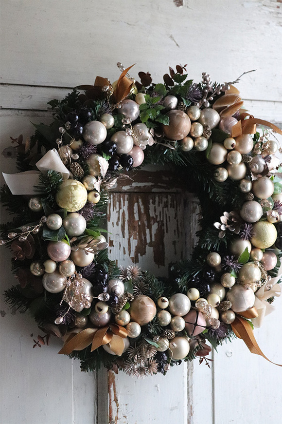 Golden Winter, świąteczny złoty wianek, śr.39cm