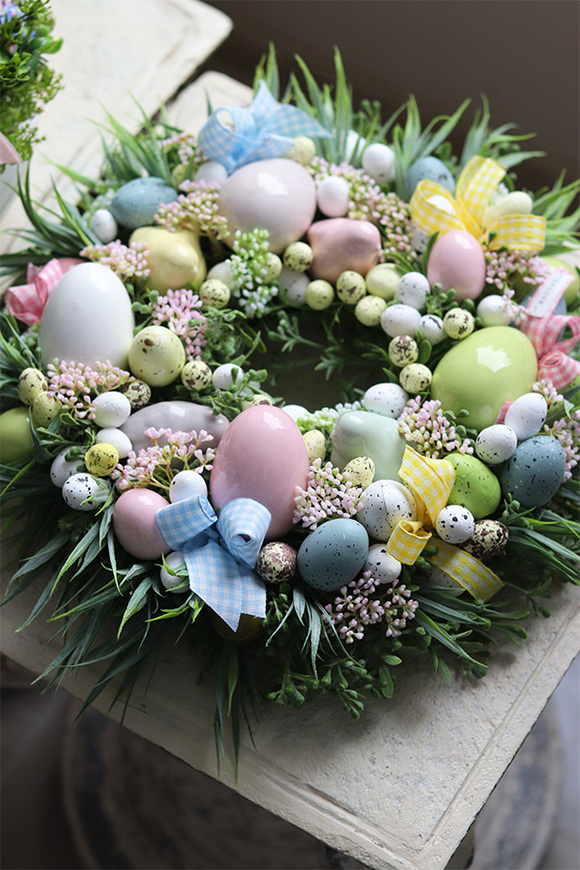 Pastels, wielkanocny wianek z jajkami, śr.32cm 