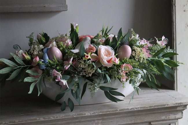 Green Canoe Pastels New, wielkanocna kompozycja / stroik, dł.68cm 