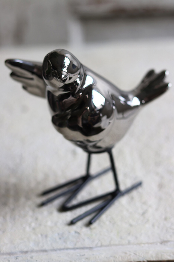 figurka Spring, srebrny ptaszek, wys.12cm