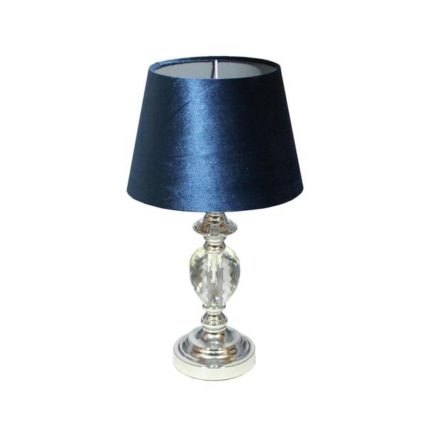 OD RĘKI Gentil, lampa stołowa glamour, granatowy welur, wys.47cm