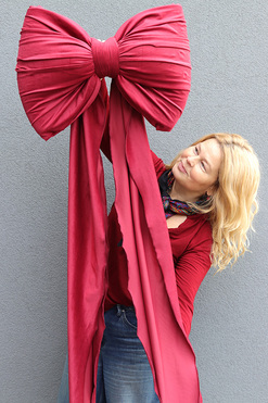 Velvet Papillon, welurowa kokarda pluszowa XXL, bordo, wym.90x250cm