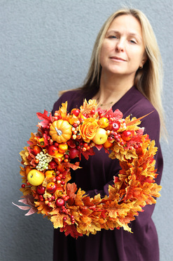 Jesienny Park 2, barwny wianek na drzwi, śr.36cm   