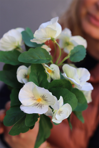 Bratki, kiść kwiatów, białe, dł.25cm