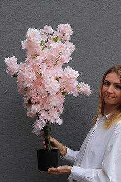 Kwitnąca Wiśnia, sztuczna roślina w doniczce, różowa, wys.80cm