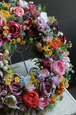 Kolorowa Łąka, kwiatowy wianek na drzwi, śr.45cm