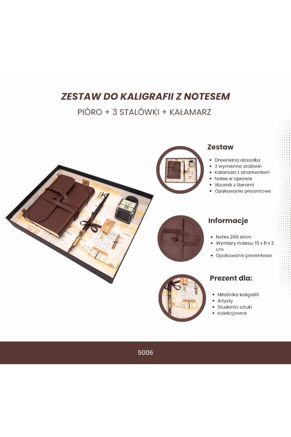  Kaligraf, zestaw do kaligrafii z notatnikiem