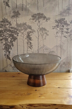 Oakland, szklana patera dekoracyjna na nodze B, wym.11x25.5cm