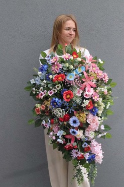 Letnia Polana, wiązanka nagrobna z polnych kwiatów, dł.80cm