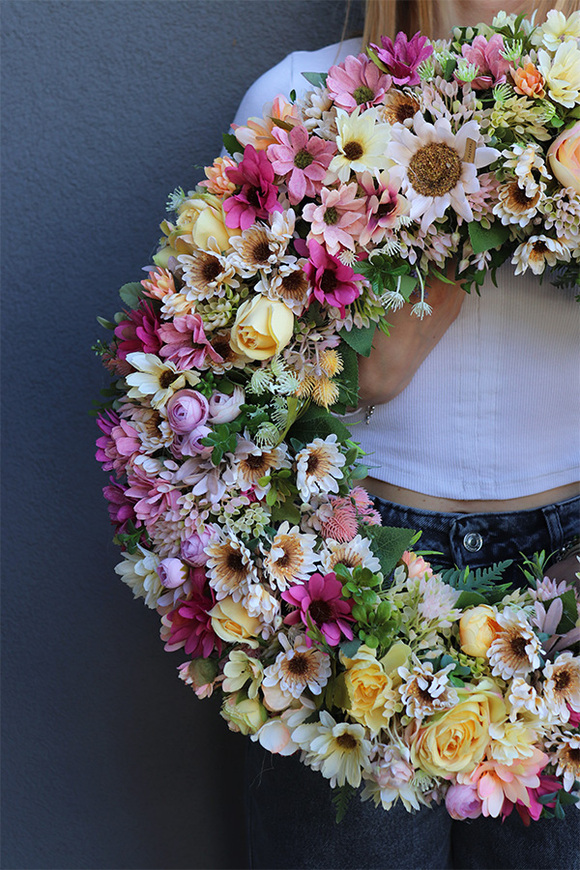 Słońce Wiosenne, żółty wianek dekoracyjny