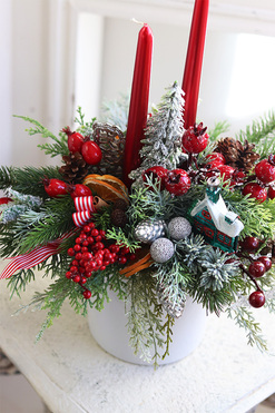 Święta w Domu, świąteczny stroik ze świecami, wym.39x30cm