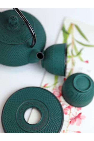 Awaji, żeliwny zestaw do herbaty, zielony