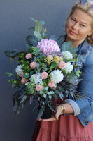 Chryzantemia, bukiet nagrobny we wkładzie