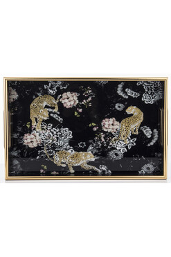 W Cętki, stylowa prostokątna taca, wym.4.5x40x25cm