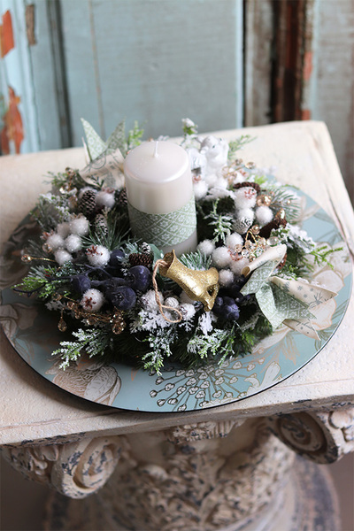 Getasa, świąteczny stroik na ozdobnym talerzu, śr.33cm 